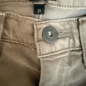 Paige Brand Classic Women’s Tan Cotton Jeans with Snap Button Closure